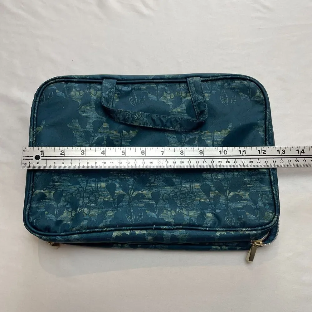Unbranded Makeup Bag Womens 9x13 Blue Floral Cosmetics Organizer Zip 2 Handles